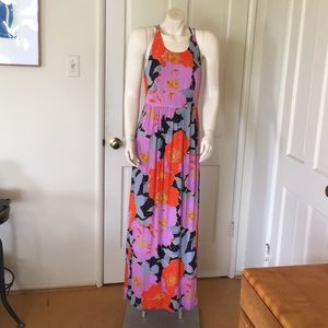 Loft floral maxi dress criss cross straps